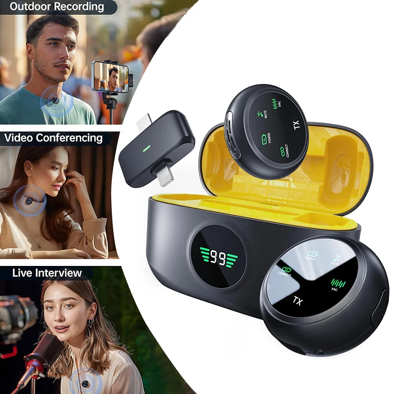 Wireless Lavalier Microphone Type-c/IOS Receiver for SmartPhone/Camera Reverb Noise Mic Video Recording,Gaming Live Streaming