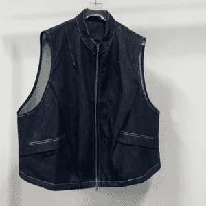 Extra Large 300 Pounds Stand Collar Vest Unisex Loose Design Drawstring Sleeveless Jacket Trendy Autumn Wear for Teenagers