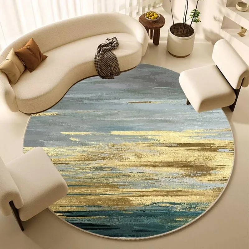 Luxury Round Marble Carpets for Living Room Abstract Decoration Bedroom Rugs Home Sofa Carpet Nonslip Area Washable Floor Mat