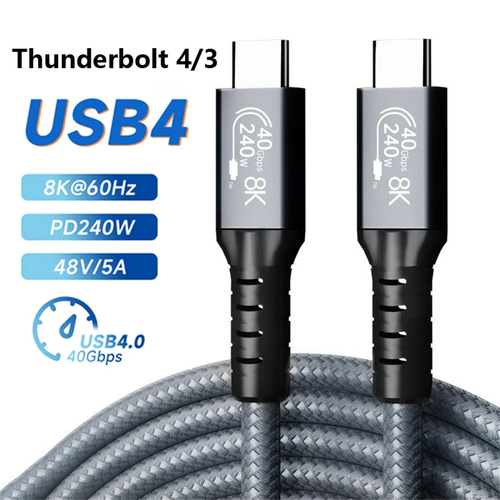 Fast Charging USB Type C Cable, PD 240W, 40Gbps, 8K @ 60Hz, USB C Charge, Data Cord for iPhone 15 Notebook