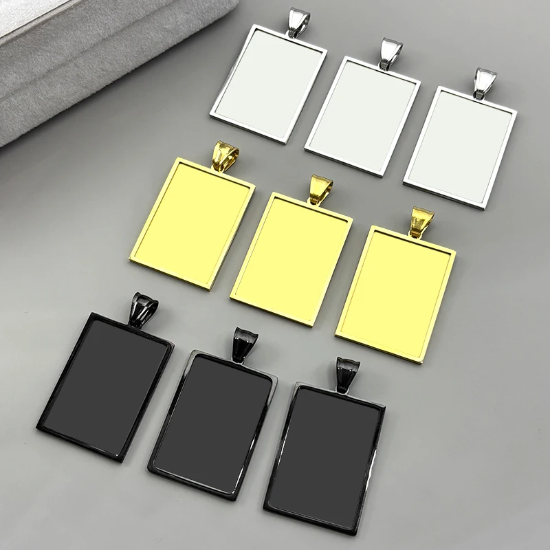 

Glass Cabochon Base Setting Tray Women Men Stainless Steel Gold Color Elliptical Rectangular Shape DIY Jewelry Making Accessory