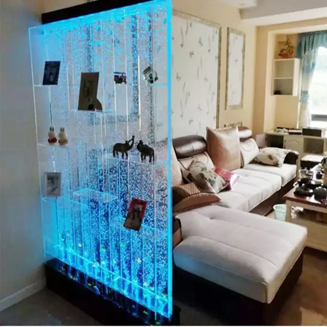 Water curtain wall wine cabinet screen living room fish tank running water acrylic bubble humidification wall can be customized