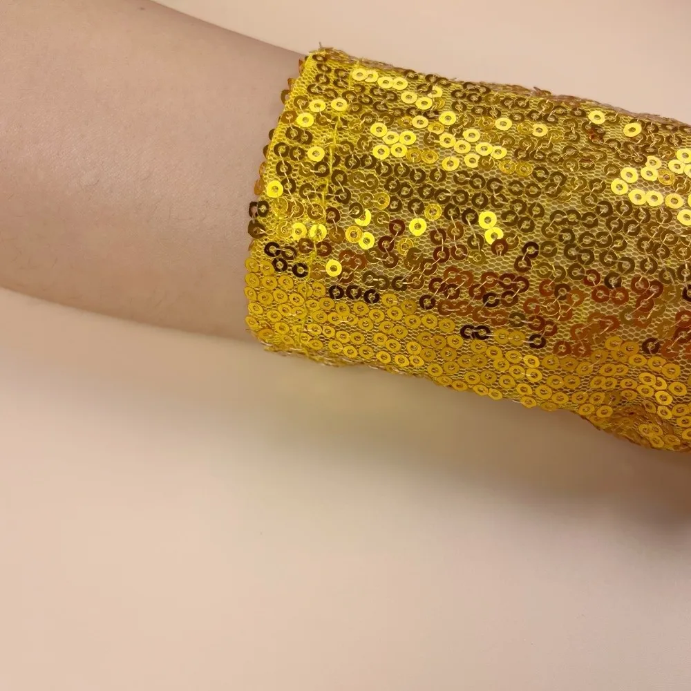Elastic Sequin Half Finger Gloves Polyester Creased Reflective Stage Gloves Solid Color Sequined Fingerless Performance Handwear