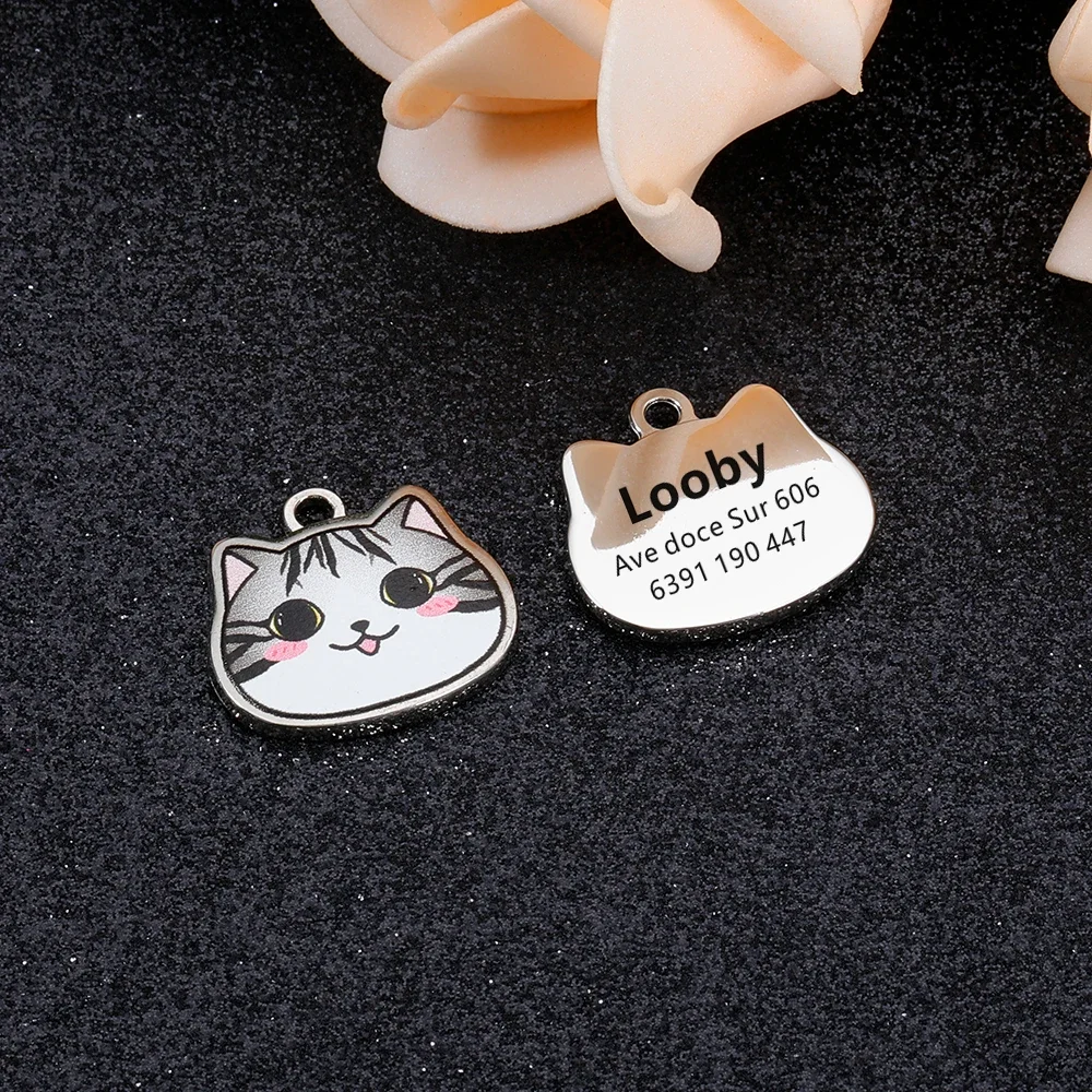 Personalized Pet Dog ID Tags Engraving Name Kitten Puppy Anti-lost Collar Tag Yorkshire Border Collie Labradorfor Dog Cat Tag