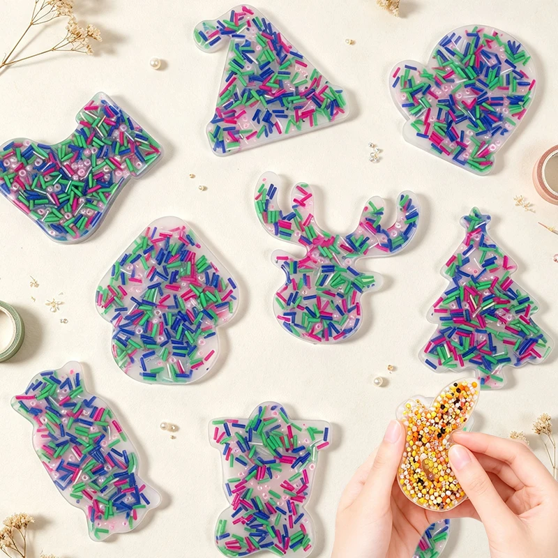Christmas Serise Skin Picking Fidget Toys Christmas Tree Snowman Skin Picking Pocket Pads for Trichotillomania ADHD OCD Style E