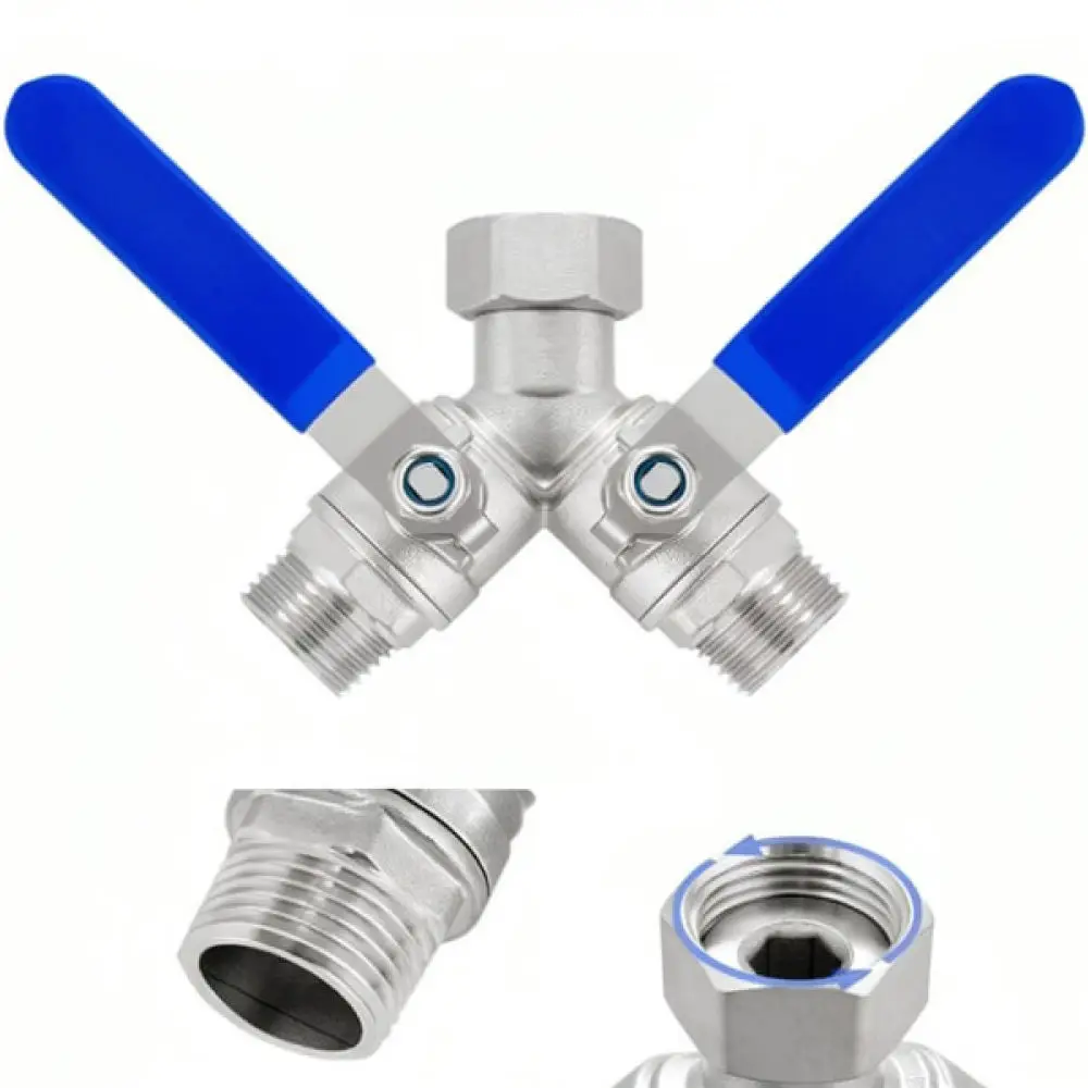 Heavy Duty 304 Stainless Steel Y Splitter 3 4 GHT Connector Dual Faucet Adapter Garden Hose Irrigation Valve Equipment