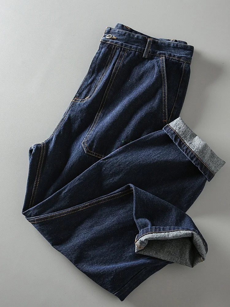 

Мужские джинсы прямого кроя в ретро-японском стиле, повседневные, универсальные, рабочие, джинсовые длинные брюки, весна-осень, классика моды