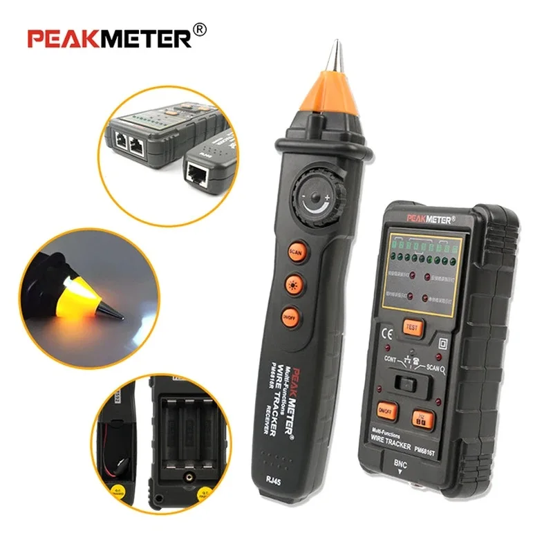 

PEAKMETER PM6816 Finder Network Cable Wire Tracer Anti-Interference Cable Tester Visual Fault Cable Locator Professional Cable F