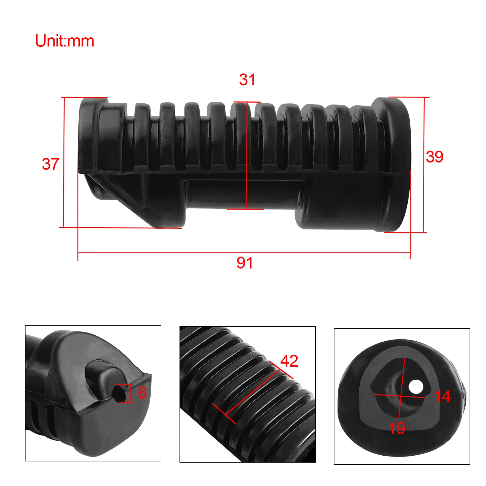 1Set Foot Peg Rubber Nonslip Footrest Pedal 50661-110-000 For Honda CT90 CL90 CL77 CB/CL100/125/175/350/450 CB750K0 Foot Rest