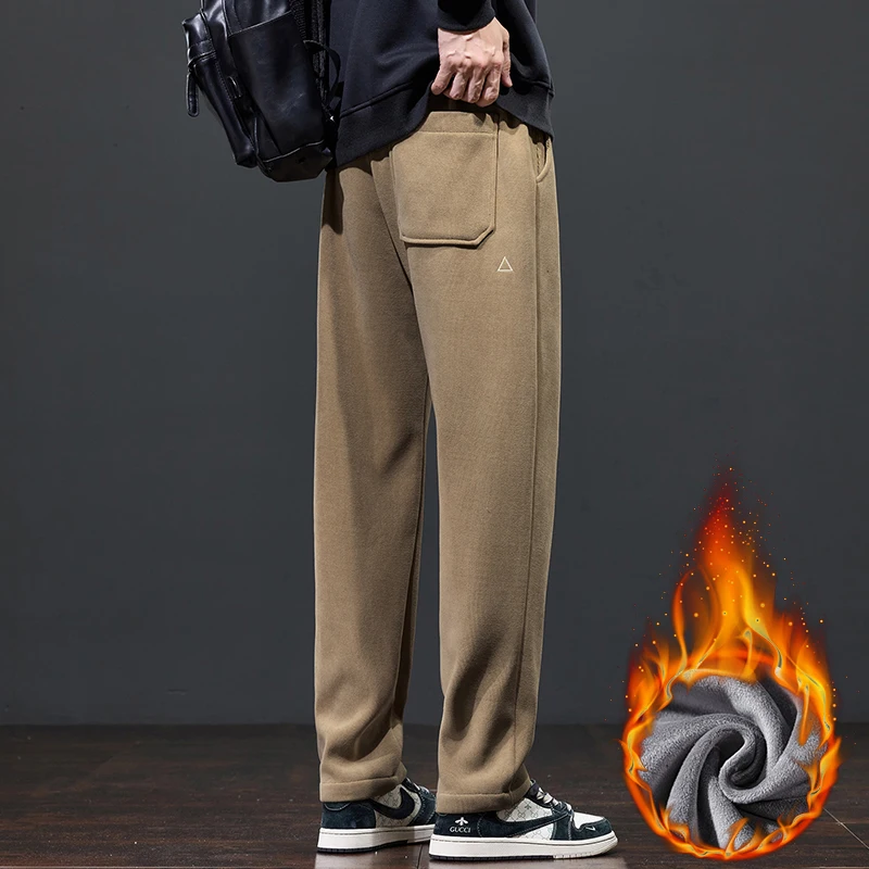 2026 Lässige Herrenhose aus Cord mit Fleece-Futter, Thermo-Modehose, dicke Samthose, gerade geschnittene, weite Jogginghose, 5XL – Detail 11