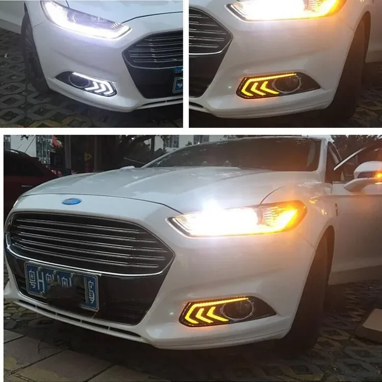 For Ford Mondeo Fusion 2013 2014 2015 2016 Yellow Turning Signal Relay Waterproof Car DRL Lamp LED Daytime Running Light