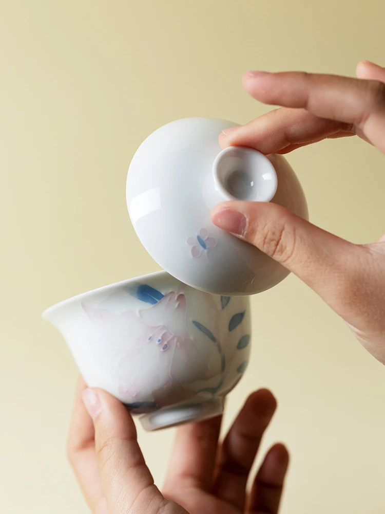

Aritayaki Famille Rose Hand Drawning Tureen Household High-End Set Egg-Shell Porcelain Ceremony Bowl