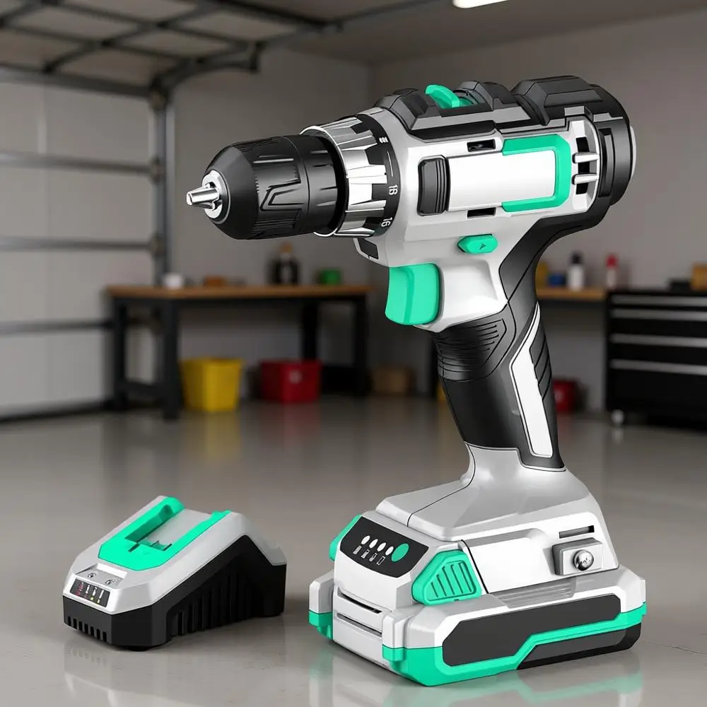 

20V Max Power Drill Cordless Set, 3/8” Key Chuck, 18+1 Torque Settings, Variable Speed, with 2.0 Ah Battery and 1 Hour Fast Char