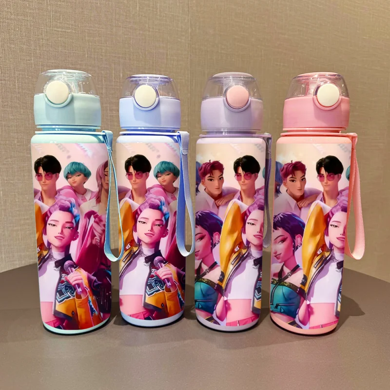 Taza de agua impresa en 3D, KPop Girl Demon Hunter, fiesta de cumpleaños, Kpop Anime, botella de agua de plástico portátil, taza de dibujos animados para niños de 700ML