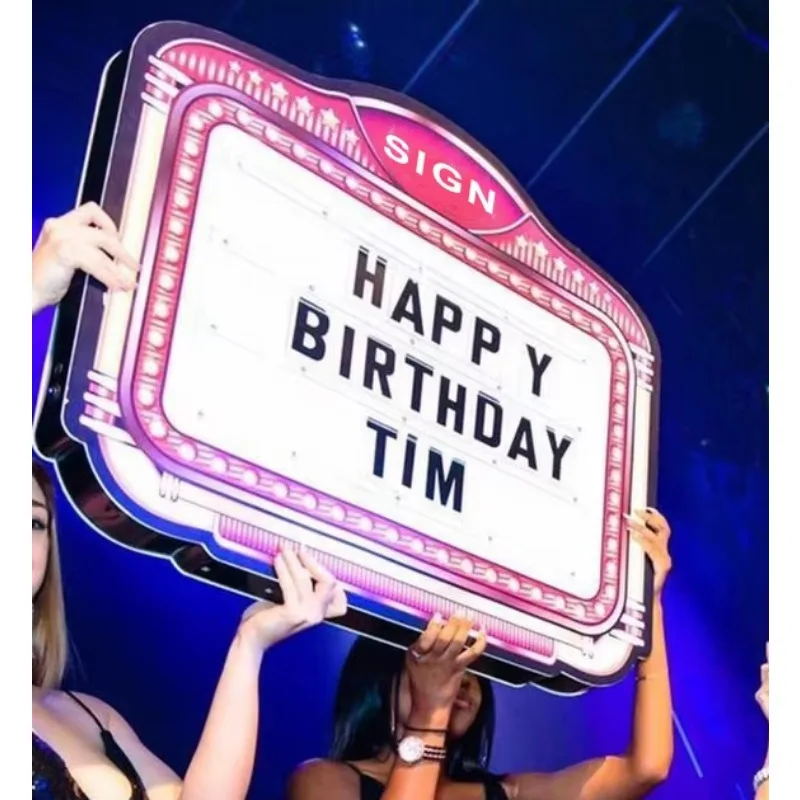 Premium Custom LED Liquor Display StandCustom Night Club Sign Letter Message Board Led Classic Marquee Light Up VIP Bottle Prese
