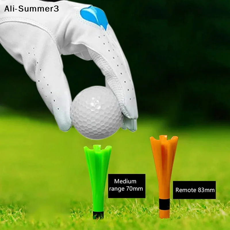 

50 шт. пластиковые небьющиеся футболки для гольфа с 5 зубцами и полосатыми маркерами, длинный держатель для мяча 83 мм 70 мм, низкое трение, менее устойчивость