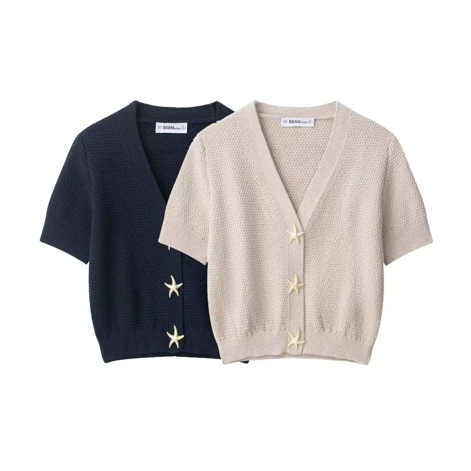 

KONDALA Повседневная вязка 2025 года, однотонные винтажные женские свитера с v-образным вырезом, тонкая уличная одежда, модный элегантный трикотаж со звездой и пуговицами для учителей Mujer