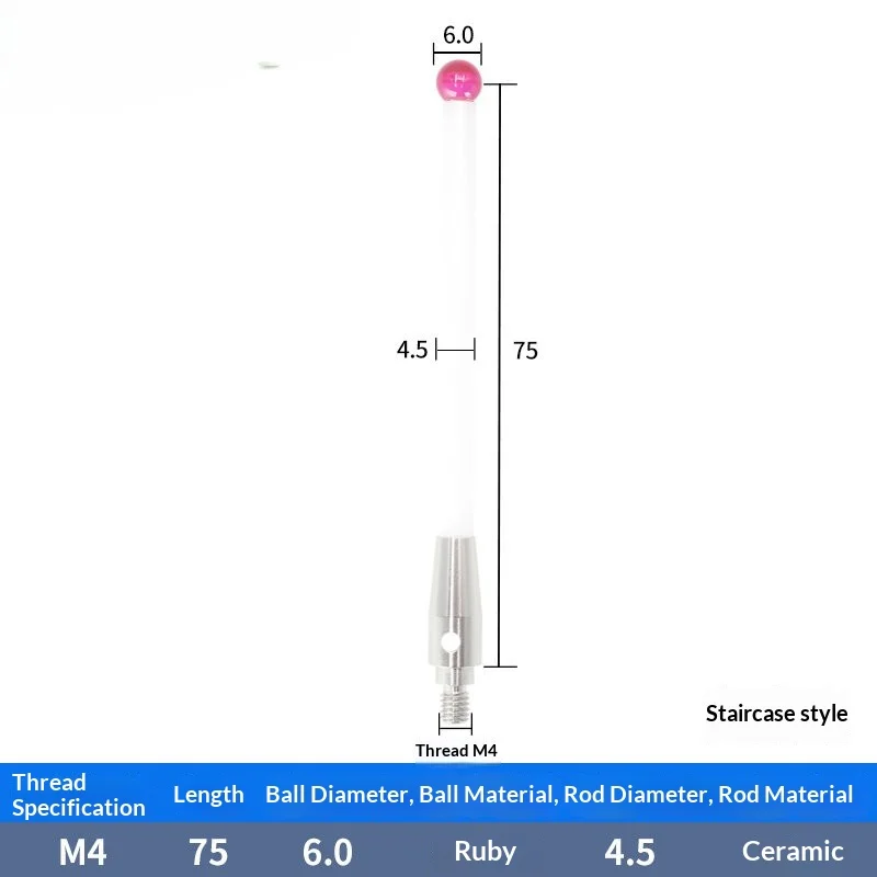 M4 Step Measuring Shank, CNC Touch Probe Stylus for Machine Calibration
