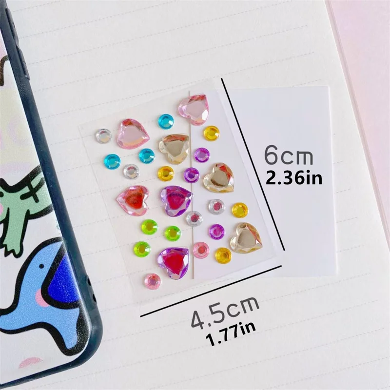 20pcs random 4 styles 3d gem stickers kids self-adhesive acrylic rhinestone heart star flower diy decor stickers