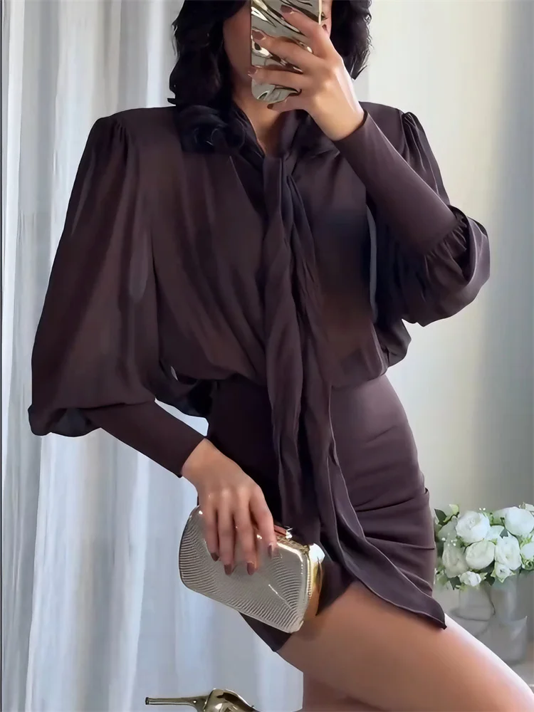 Tossy mode t-shirt nœud dos nu Mini robe femmes col en v mince Patchwork à lacets élégant robe de trajet vêtements robe de soirée d'été