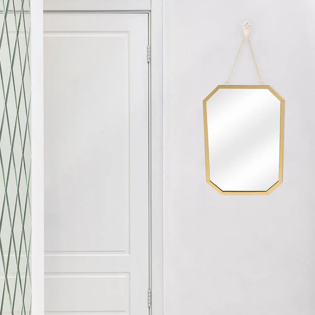 

Decorative Wall Mirror Iron Frame Glass Surface Hanging Makeup Vanity for Bedroom Home Bathroom Decor Creative Mirror