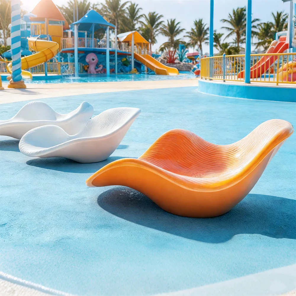 S*-Luxury Biomorphic Outdoor Lounge Chair Waterproof UV Resistant Futuristic Wave  Fiberglass Resort Furniture