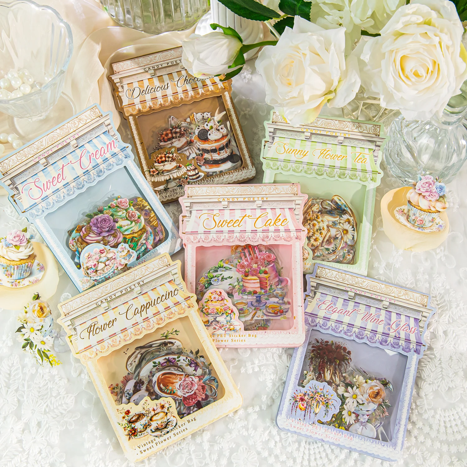 

12packs/LOT Sweet flowers Series series cute lovely retro decorative PET sticker