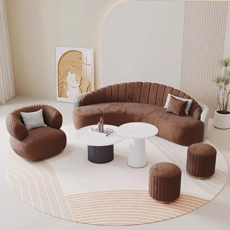 Light luxury beauty salon sofa curved hotel lobby lobby sofa combination office rest area reception sofa