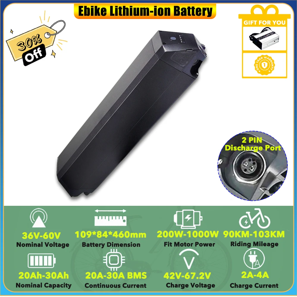 Frame Built-in 60V 20Ah 48V 25Ah Dorado Lithium-ion Battery Pack for 2024 Wired Freedom/Cruiser/Predator Ebike