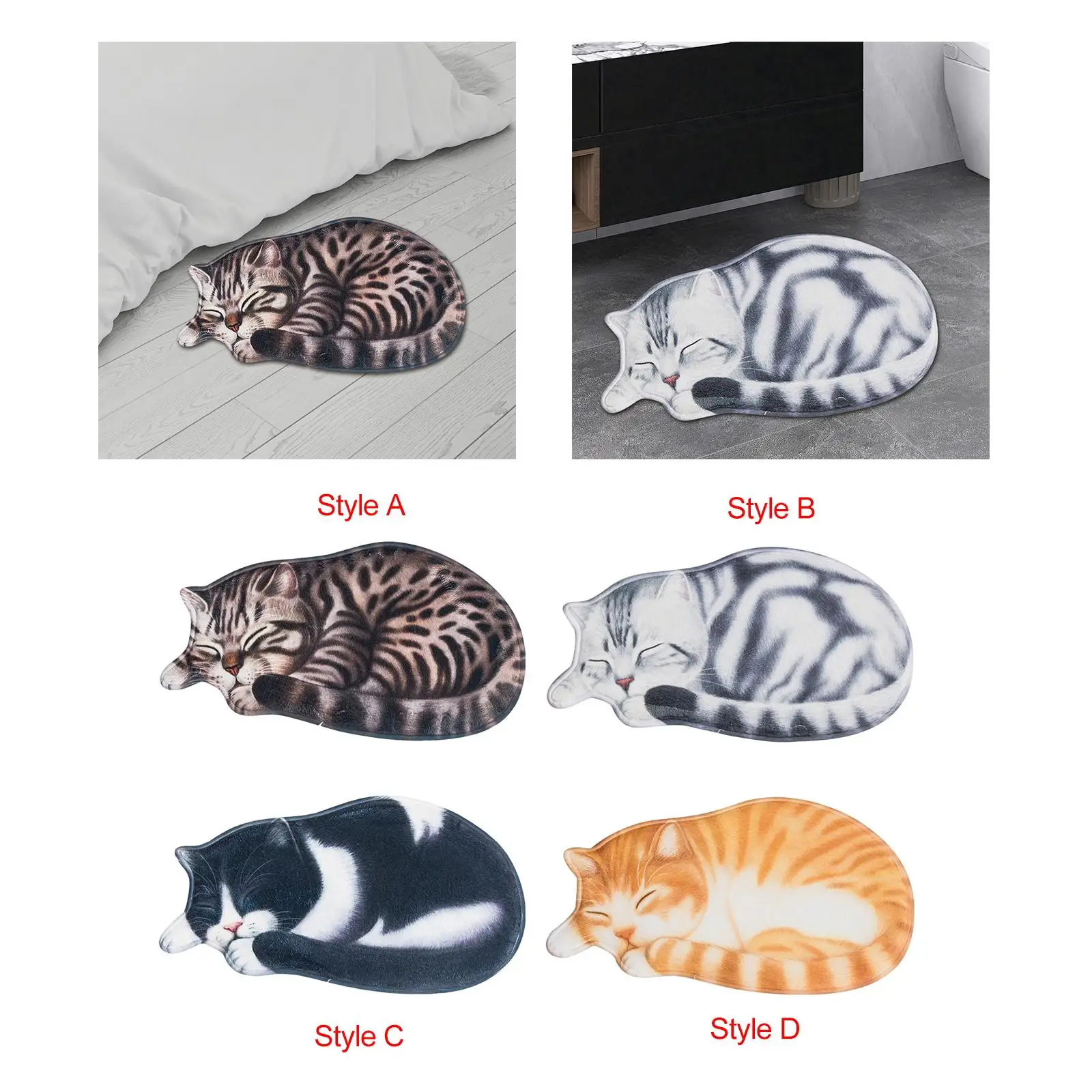 Teppich in Form einer schlafenden Katze, dekorative Heimdekoration, Bodenteppich, 3D-Katzenmatte für