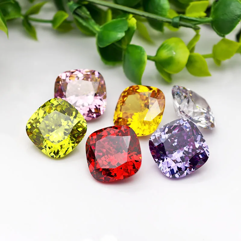 New 5A Colors Large Size Cushion 100 Faces Cut 18x18mm Cubic Zirconia Loose Gemstones for Jewerly Making