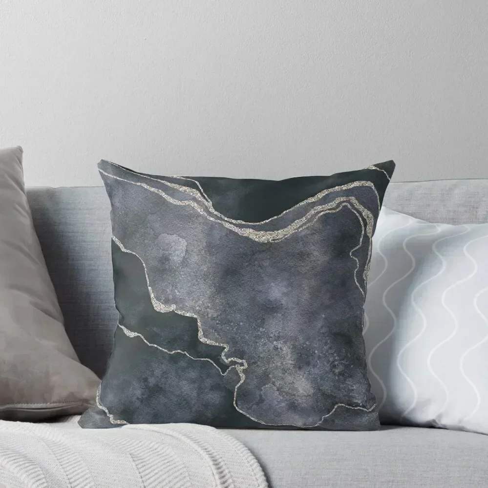 

Elegant Grey Gemstone Glamour Mineral Marble Throw Pillow Sofa Cushion Cover luxury covers autumn decoration pillow