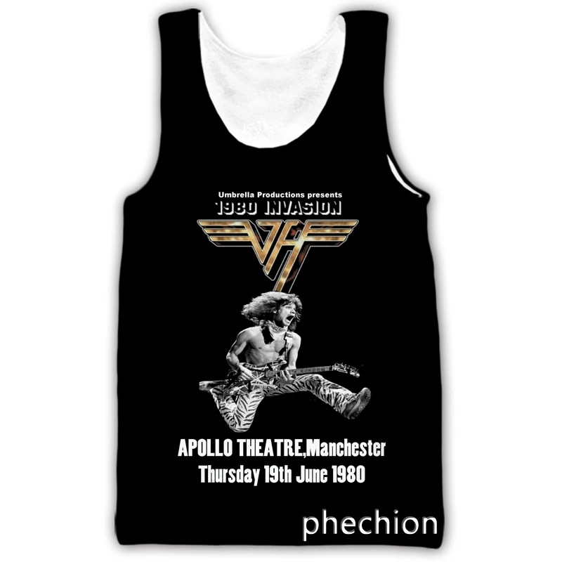 phechion New Men/Women 3D Printed Van Halen Band Sleeveless Vest Casual Streetwear Men Loose Sporting Tank Top D38