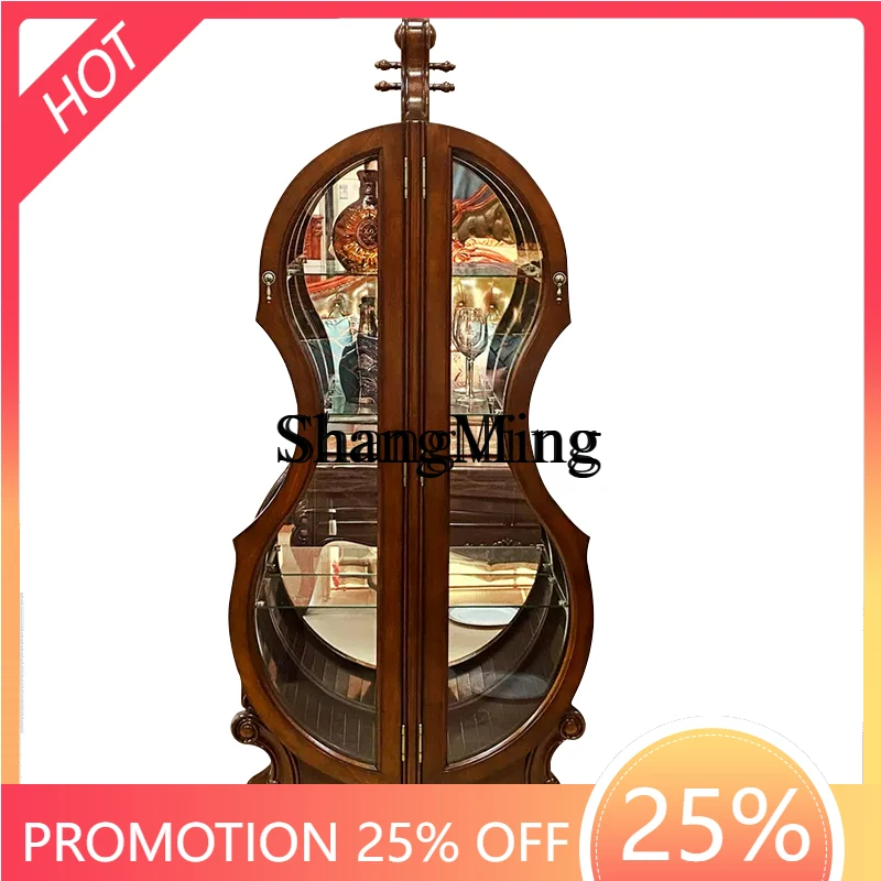 

CL wood wine cabinet living room exhibition hall cabinet decorative glass ornament double door wine cabinet wine rack
