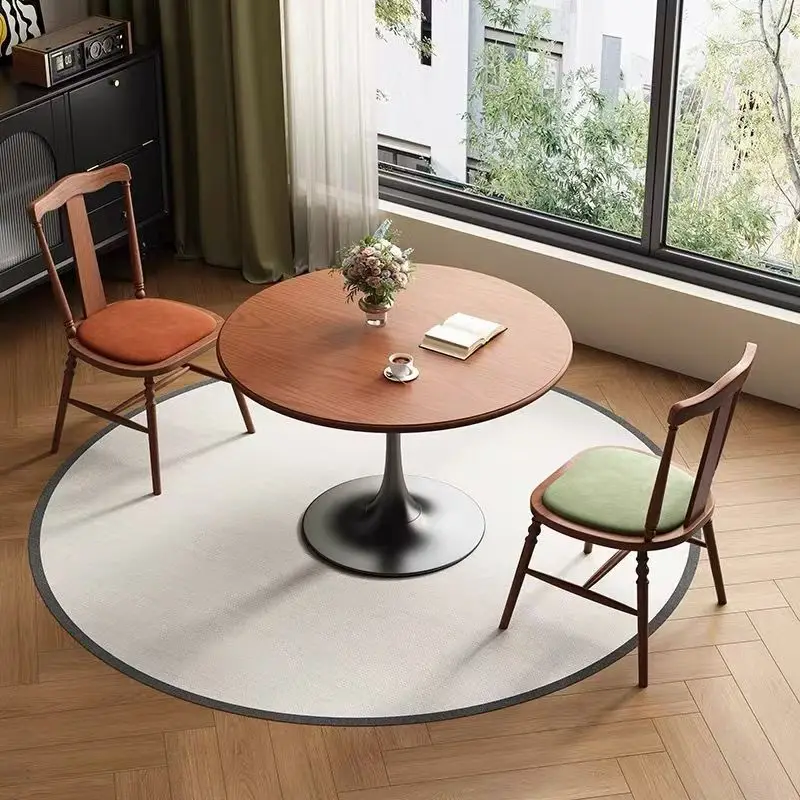 #Mid Century Retro Round Rubber Wood Dining Table For Kitchen Dining Room And Home Entertainment