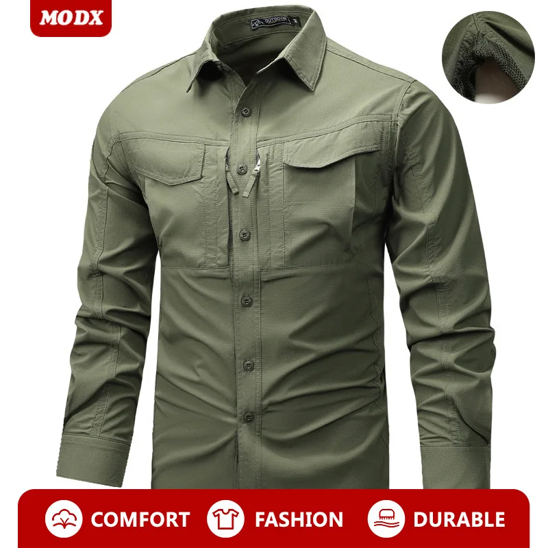 

Spring New Men's Long Sleeved Shirt Wear Resistant Lapel Camouflage Tactical Training Workwear Outdoors Camping Hunting Uniform