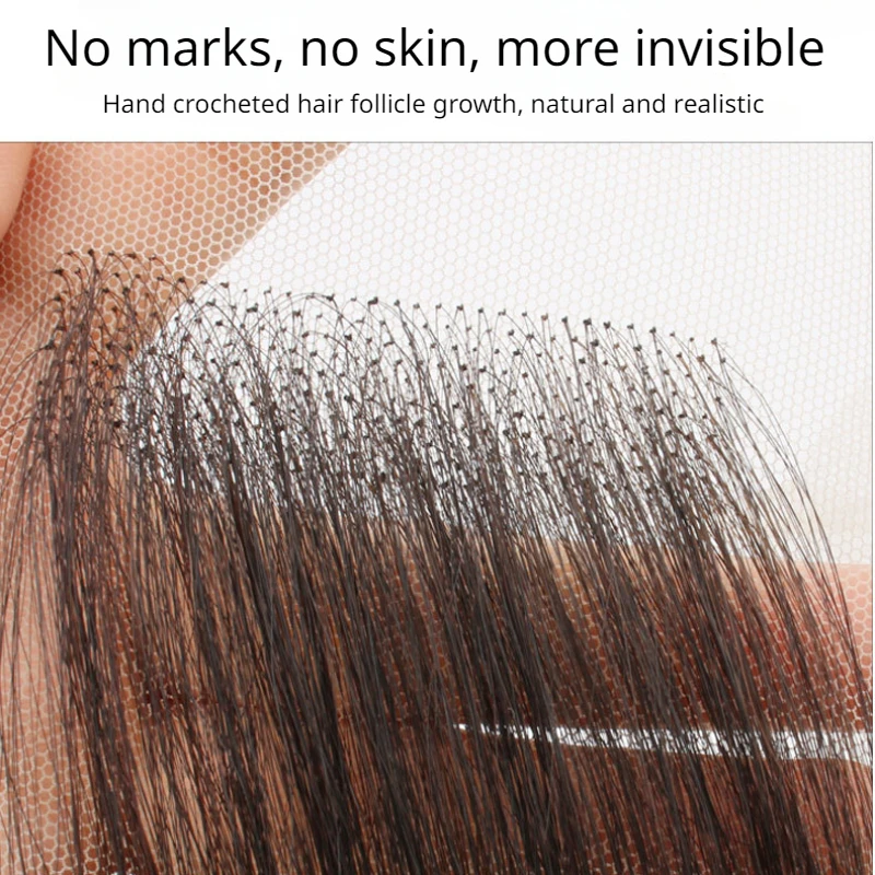 Fashion Real Hair Invisible Natural Bangs Seamless Covering Forehead Hairline Patch Sideburn Edge Patch for Women Daily Use