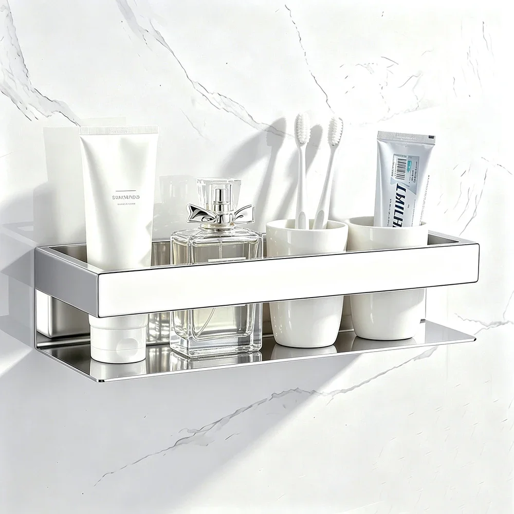 yes304 Stainless Steel Bathroom Shelf Wall Mounted Home Vanity Sink Storage Rack Organizer Hotel Shower Caddy Holder