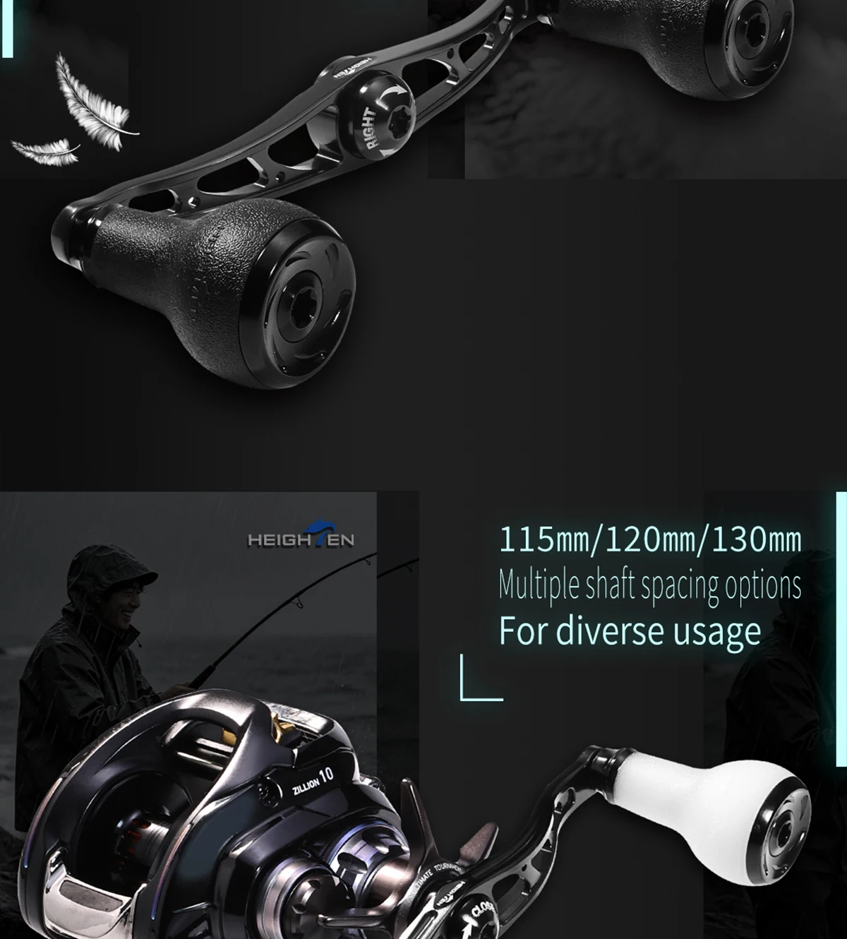 HEIGHTEN Ultraleichte UV-Photochrome Anti-Rutsch-Knopfgriff-Baitcasting-Rollen-Modifikationsteile für Outdoor-Angelzubehör – Detail 10
