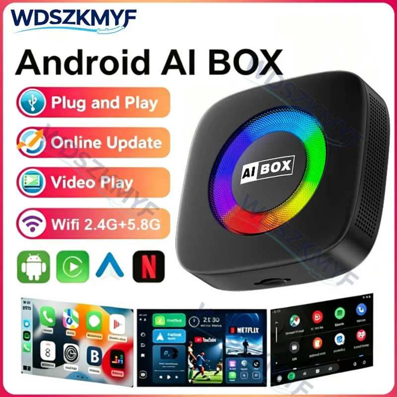 

2026 New Android Colorful Smart AI Box New Wireless CarPlay Car Video Box For Youtube Netflix for Android For Mazda Hyundai GMC