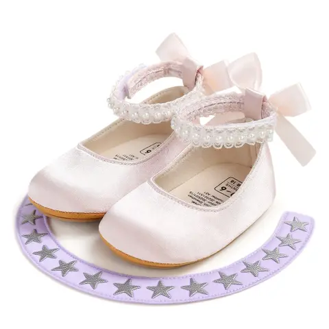 Infant Baby Girls Mary Jane Flats Bow Non-Slip Soft Sole Princess Toddler First Walkers Sneaker Wedding Dress Dancing Shoes