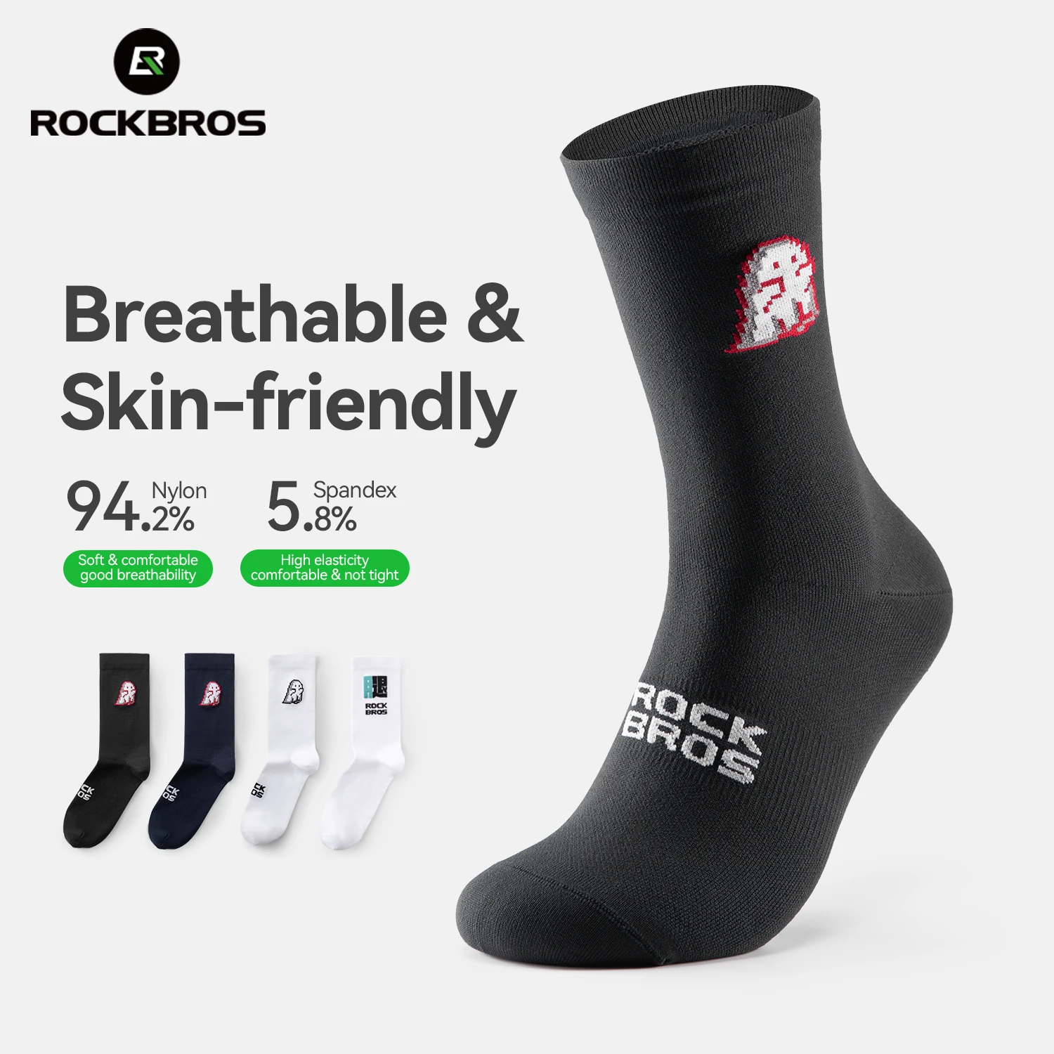 ROCKBROS الدراجات الجوارب تنفس النايلون غير الرطبة الجوارب الجلد ودية الدراجة جوارب رياضية في الهواء الطلق امتصاص الرطوبة الجوارب