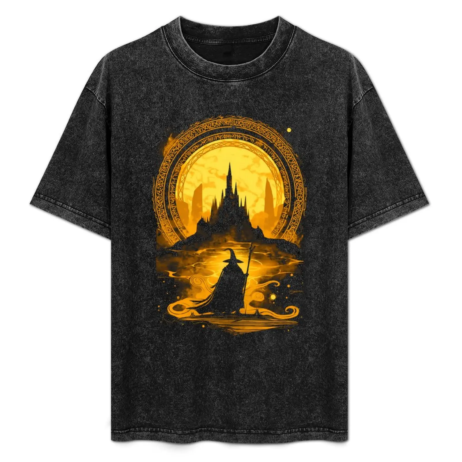 Lone Wanderer in a Mystical Landscape - Fantasy T-Shirt Art Pattern Printed Casual Top