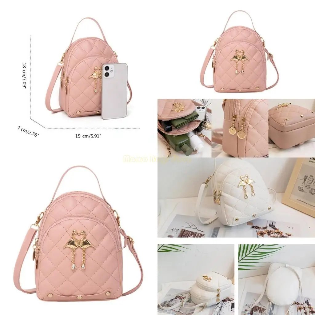 X90D Trendy PU -Rucksack Rucksack Travel Umhängetasche Casual Telefon Daypack