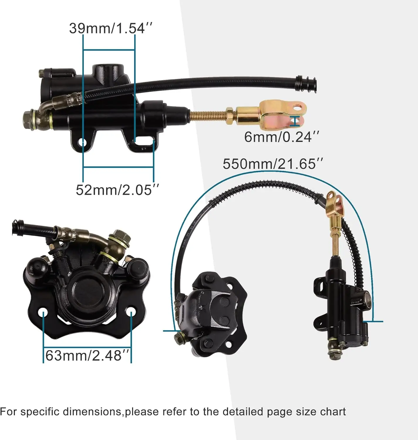 Rear Brake Master Cylinder Caliper Assembly for 50cc 70cc 90cc 110cc 125cc Chinese ATV Quad Scooter Dirt Bike Go Kart Motorcycle