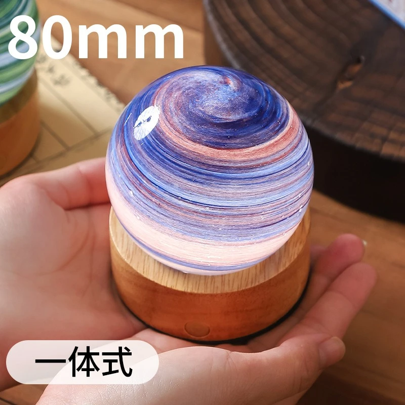 Creative Glass Ball Planet LED Floor Lamps Starry Sky Galaxy Romantic Ornaments Bedroom Bedside Study Wooden Base Night Lights