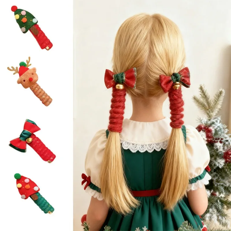 2pcs/Christmas Hair Accessories,Hair Ties-No Damage Telephone Wire Ponytail Holders ,accesorios del cabello para niños 여아 머리핀
