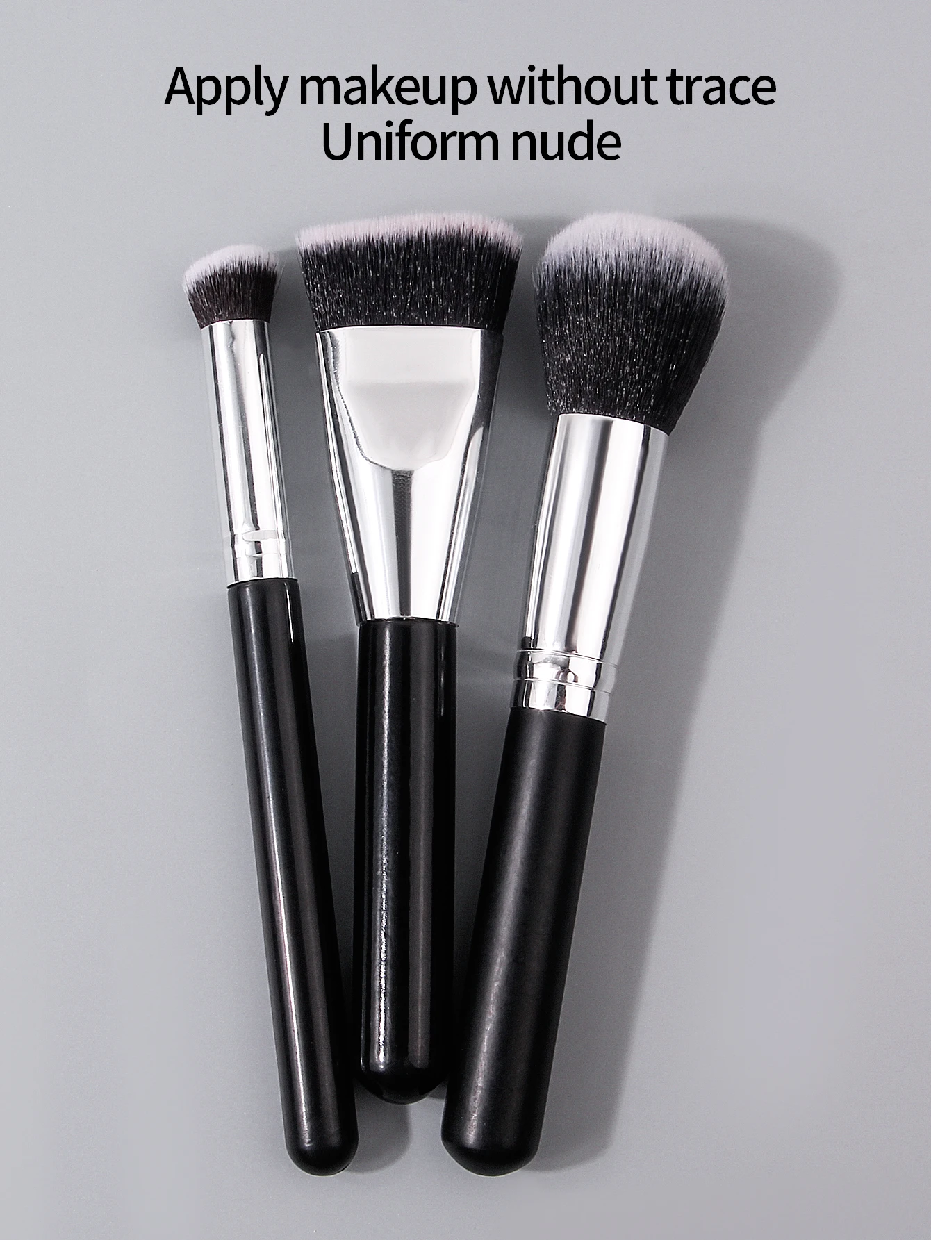 3PCS 소프트 플랫 헤드 컨투어 브러쉬, 컨실러 브러쉬, 루즈 브러쉬, 다기능 페이셜 메이크업 브러쉬, 휴대용 메이크업 도구