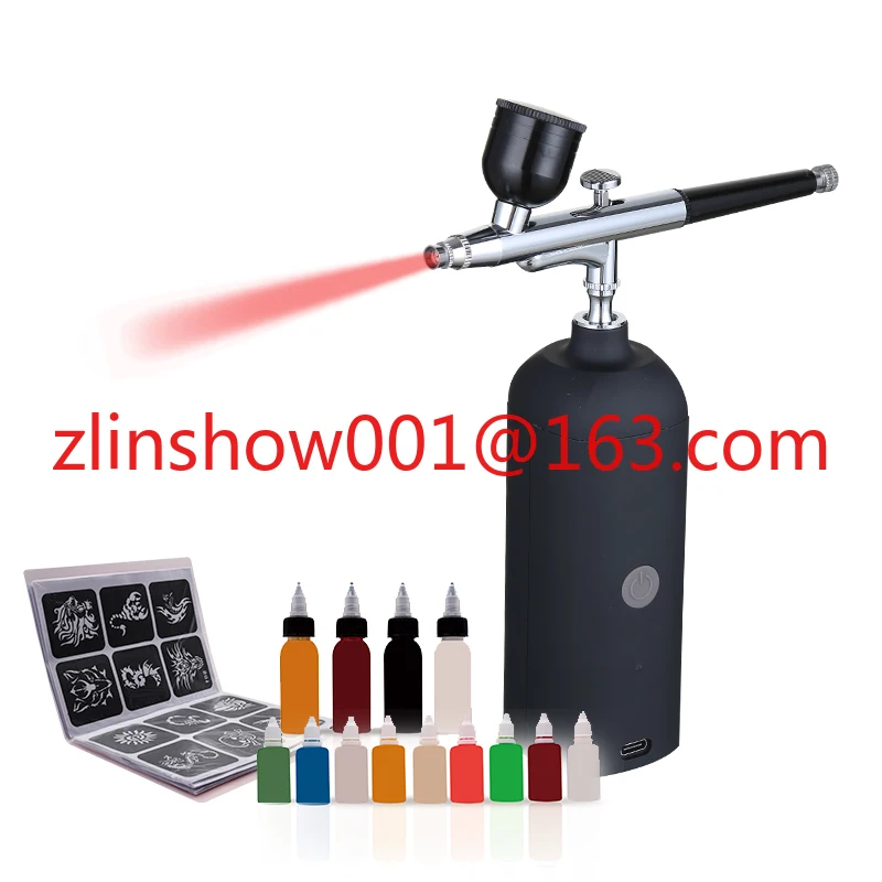 Custom private label portable airbrush tanning compressor kit mini face painting airbrush tattoo nail