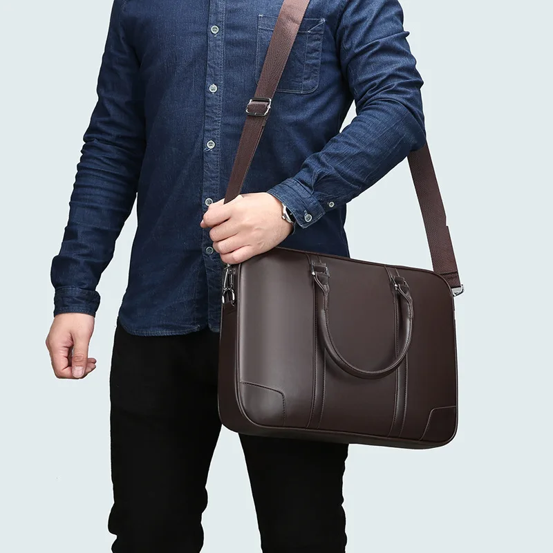 2023 New Fashion Luxury Leather Business Men's Briefcase Male Shoulder Bag Men Messenger Handbag Laptop Computer Designer Bag